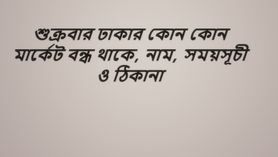 শুক্রবার ঢাকার কোন কোন মার্কেট বন্ধ থাকে, নাম, সময়সূচী ও ঠিকানা